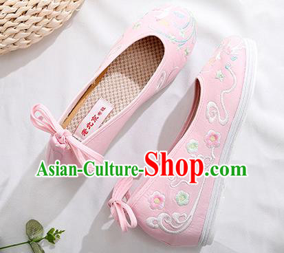 Chinese Traditional Hanfu Shoes Classical Dance Shoes National Embroidered Pink Cloth Shoes Chinese Traditional Hanfu Shoes Classical Dance Shoes National Embroidered Pink Cloth Shoes