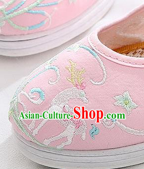 Chinese Traditional Hanfu Shoes Classical Dance Shoes National Embroidered Pink Cloth Shoes Chinese Traditional Hanfu Shoes Classical Dance Shoes National Embroidered Pink Cloth Shoes