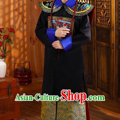 China Ancient Qing Dynasty Royal Highness Minister Garment Costumes and Hat Complete Set