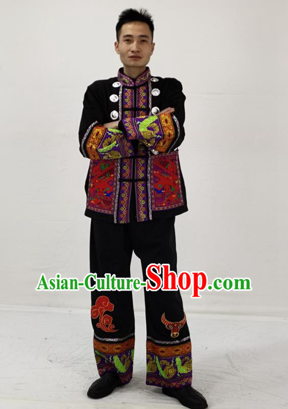 China Traditional Miao Nationality Performance Garment Costumes Hmong Ethnic Folk Dance Black Clothing China Traditional Miao Nationality Performance Garment Costumes Hmong Ethnic Folk Dance Black Clothing