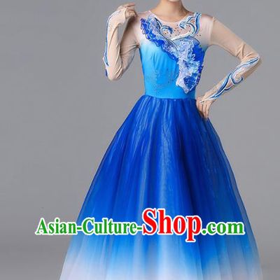 Top Opening Dance Royalblue Dress Modern Dance Garment Costume Stage Performance Clothing