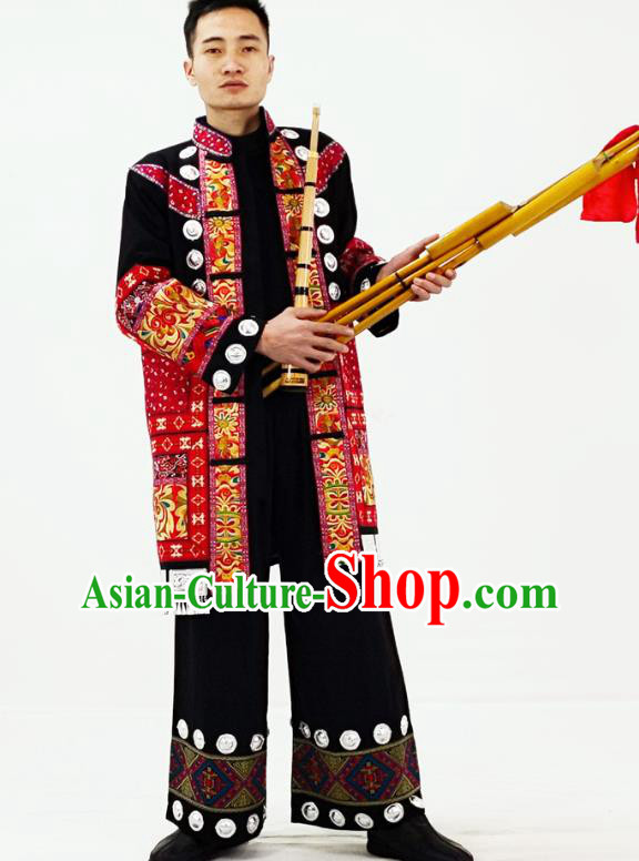 China Traditional Yi Nationality Festival Performance Garment Costumes Dong Folk Dance Brown Clothing China Traditional Yi Nationality Festival Performance Garment Costumes Dong Folk Dance Brown Clothing
