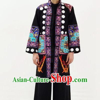 China Traditional Ethnic Stage Performance Clothing Miao Nationality Folk Dance Garment Costumes