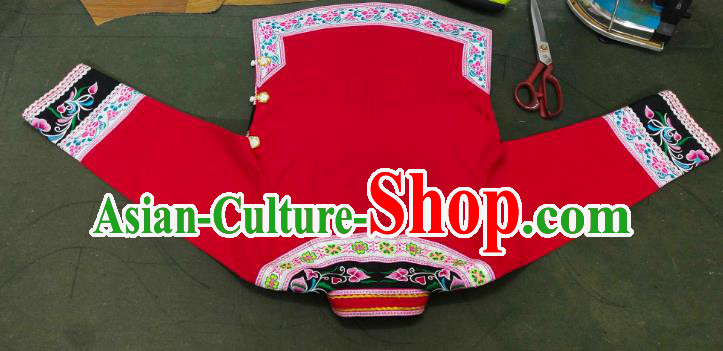 Chinese Bride Embroidered Phoenix Red Top Garment Guizhou Ethnic Clothing Bouyei Nationality Wedding Blouse Chinese Bride Embroidered Phoenix Red Top Garment Guizhou Ethnic Clothing Bouyei Nationality Wedding Blouse