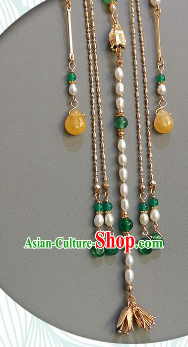 China Traditional Hanfu Accessories Ancient Qing Dynasty Imperial Concubine Pearls Tassel Brooch Pendant China Traditional Hanfu Accessories Ancient Qing Dynasty Imperial Concubine Pearls Tassel Brooch Pendant