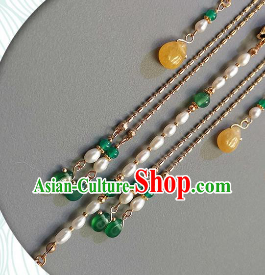 China Traditional Hanfu Accessories Ancient Qing Dynasty Imperial Concubine Pearls Tassel Brooch Pendant China Traditional Hanfu Accessories Ancient Qing Dynasty Imperial Concubine Pearls Tassel Brooch Pendant