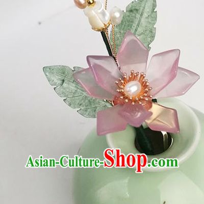 Chinese Ancient Princess Hairpin Traditional Song Dynasty Pink Peach Blossom Hair Stick