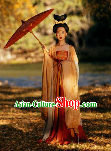 China Tang Dynasty Imperial Concubine Historical Clothing Ancient Court Beauty Hanfu Dress Garments China Tang Dynasty Imperial Concubine Historical Clothing Ancient Court Beauty Hanfu Dress Garments