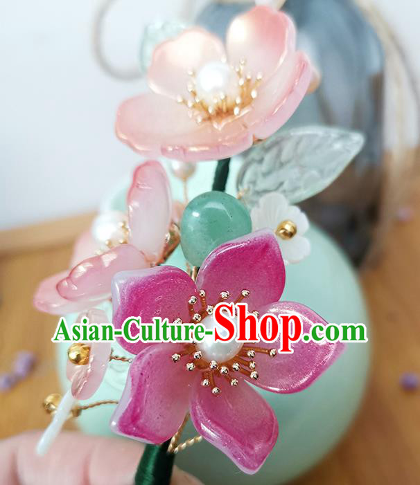 Chinese Ancient Palace Lady Pearls Hairpin Traditional Ming Dynasty Pink Begonia Hair Stick Chinese Ancient Palace Lady Pearls Hairpin Traditional Ming Dynasty Pink Begonia Hair Stick