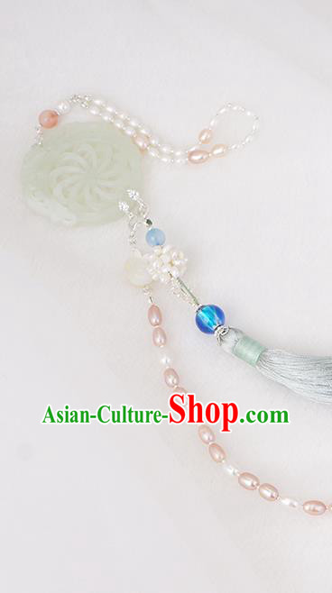 China Traditional Hanfu Jade Waist Accessories Ancient Ming Dynasty Princess Tassel Belt Pendant China Traditional Hanfu Jade Waist Accessories Ancient Ming Dynasty Princess Tassel Belt Pendant