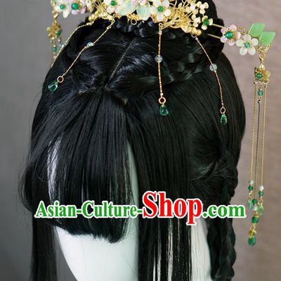 Chinese Ancient Palace Princess Hair Accessories Traditional Jin Dynasty Golden Hair Crown and Hairpins Full Set