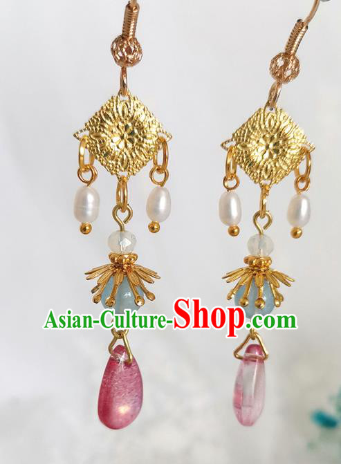 Chinese Ancient Young Beauty Ear Accessories Traditional Ming Dynasty Flower Petal Earrings Chinese Ancient Young Beauty Ear Accessories Traditional Ming Dynasty Flower Petal Earrings