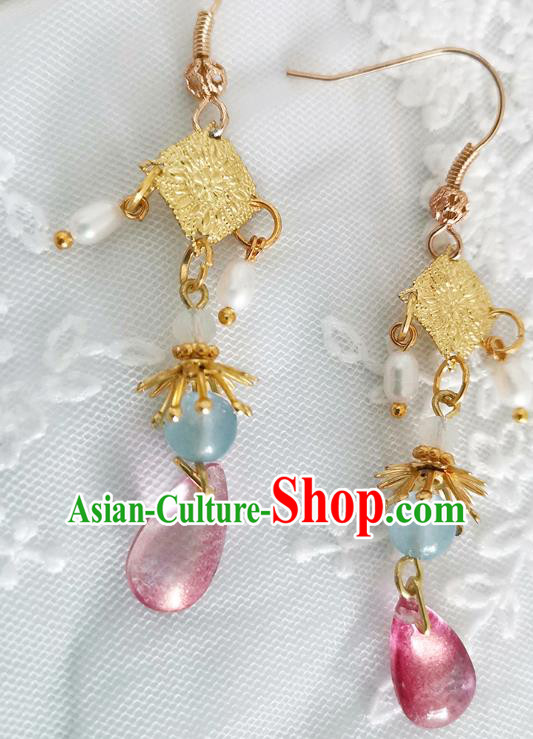 Chinese Ancient Young Beauty Ear Accessories Traditional Ming Dynasty Flower Petal Earrings Chinese Ancient Young Beauty Ear Accessories Traditional Ming Dynasty Flower Petal Earrings