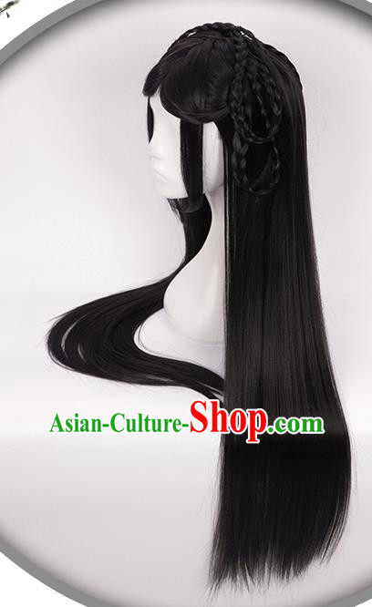 China Ancient Fairy Princess Wigs Headgear Traditional Tang Dynasty Swordswoman Wig Sheath China Ancient Fairy Princess Wigs Headgear Traditional Tang Dynasty Swordswoman Wig Sheath