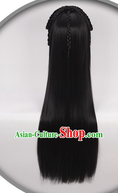 China Ancient Fairy Princess Wigs Headgear Traditional Tang Dynasty Swordswoman Wig Sheath China Ancient Fairy Princess Wigs Headgear Traditional Tang Dynasty Swordswoman Wig Sheath