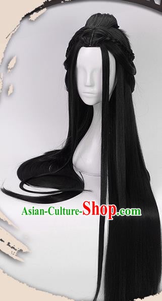 China Ancient Female Swordsman Wigs Headgear Traditional Jin Dynasty Palace Princess Wig Sheath China Ancient Female Swordsman Wigs Headgear Traditional Jin Dynasty Palace Princess Wig Sheath