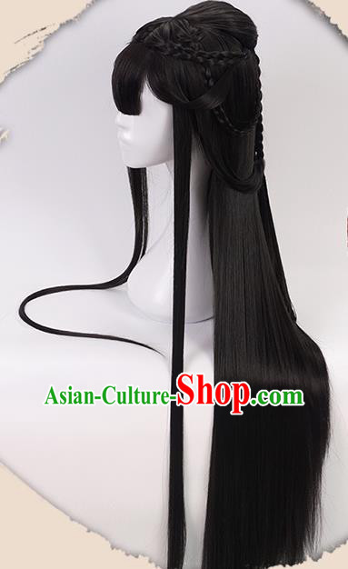 China Ancient Royal Princess Wigs Headgear Traditional Jin Dynasty Young Woman Bangs Wig Sheath China Ancient Royal Princess Wigs Headgear Traditional Jin Dynasty Young Woman Bangs Wig Sheath
