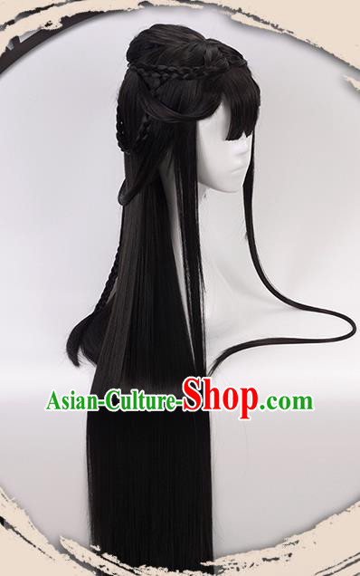 China Ancient Royal Princess Wigs Headgear Traditional Jin Dynasty Young Woman Bangs Wig Sheath China Ancient Royal Princess Wigs Headgear Traditional Jin Dynasty Young Woman Bangs Wig Sheath