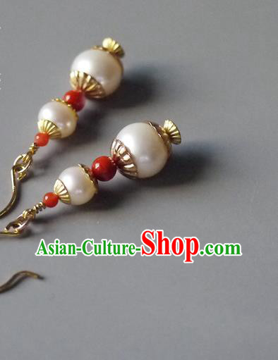 Chinese Ancient Court Pearls Gourd Ear Accessories Traditional Qing Dynasty Imperial Concubine Earrings Chinese Ancient Court Pearls Gourd Ear Accessories Traditional Qing Dynasty Imperial Concubine Earrings