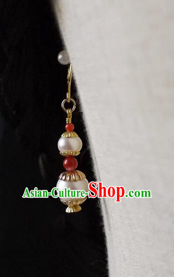 Chinese Ancient Court Pearls Gourd Ear Accessories Traditional Qing Dynasty Imperial Concubine Earrings Chinese Ancient Court Pearls Gourd Ear Accessories Traditional Qing Dynasty Imperial Concubine Earrings