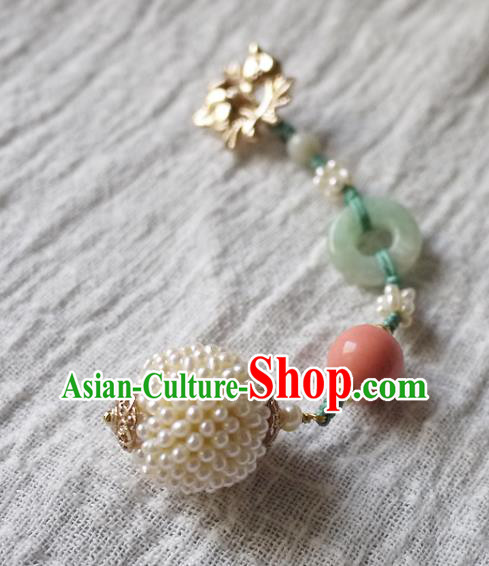 China Traditional Cheongsam Pearls Brooch Accessories Ancient Qing Dynasty Princess Jade Pendant China Traditional Cheongsam Pearls Brooch Accessories Ancient Qing Dynasty Princess Jade Pendant