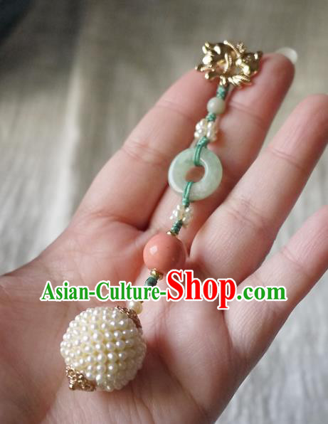 China Traditional Cheongsam Pearls Brooch Accessories Ancient Qing Dynasty Princess Jade Pendant China Traditional Cheongsam Pearls Brooch Accessories Ancient Qing Dynasty Princess Jade Pendant