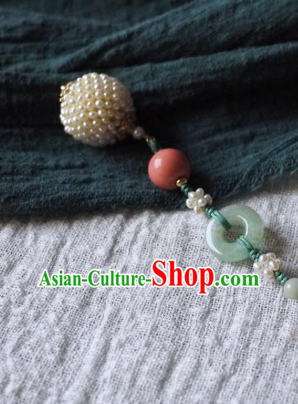 China Traditional Cheongsam Pearls Brooch Accessories Ancient Qing Dynasty Princess Jade Pendant China Traditional Cheongsam Pearls Brooch Accessories Ancient Qing Dynasty Princess Jade Pendant