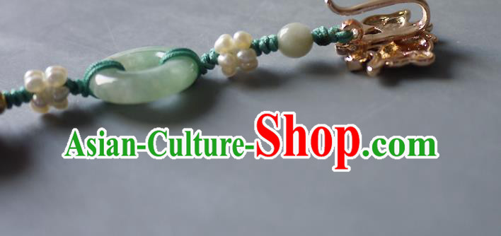 China Traditional Cheongsam Pearls Brooch Accessories Ancient Qing Dynasty Princess Jade Pendant China Traditional Cheongsam Pearls Brooch Accessories Ancient Qing Dynasty Princess Jade Pendant