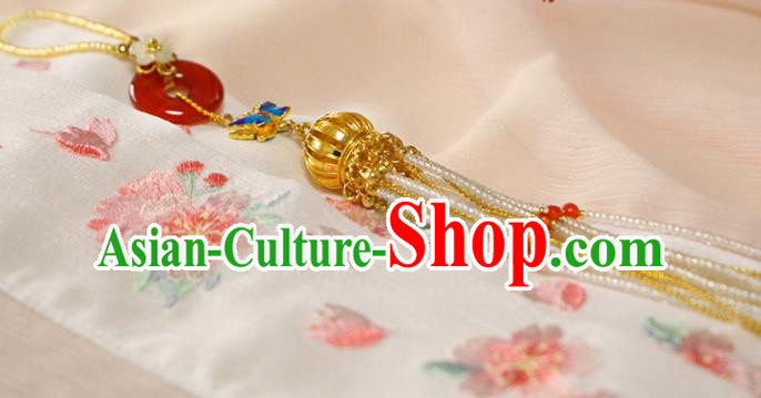 Chinese Traditional Cheongsam Golden Lantern Pendant Ancient Palace Lady Beads Tassel Brooch Accessories Chinese Traditional Cheongsam Golden Lantern Pendant Ancient Palace Lady Beads Tassel Brooch Accessories