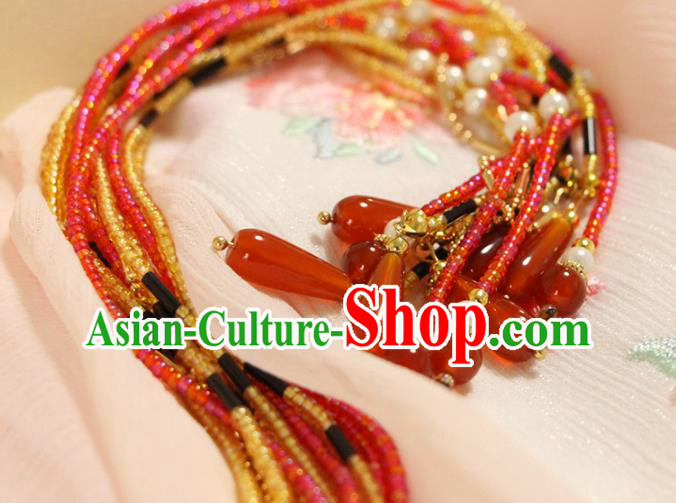 Chinese Traditional Cheongsam Beads Tassel Waist Pendant Ancient Palace Lady Agate Belt Accessories Chinese Traditional Cheongsam Beads Tassel Waist Pendant Ancient Palace Lady Agate Belt Accessories