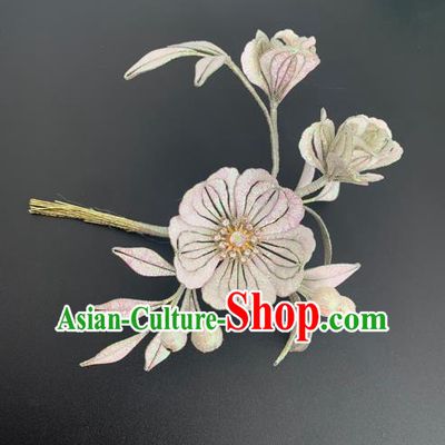 China Ancient Young Lady Hairpin Traditional Hanfu Hair Accessories Song Dynasty Silk Peach Blossom Hair Stick
