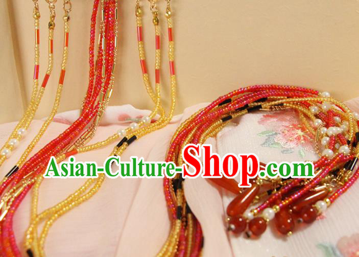Chinese Traditional Cheongsam Beads Tassel Waist Pendant Ancient Palace Lady Agate Belt Accessories Chinese Traditional Cheongsam Beads Tassel Waist Pendant Ancient Palace Lady Agate Belt Accessories
