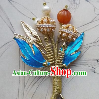 Chinese Ancient Palace Lady Agate Hairpin Hair Accessories Traditional Qing Dynasty Imperial Concubine Pearls Hair Stick