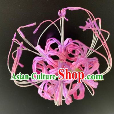 China Handmade Rosy Silk Manjusaka Hairpin Traditional Hanfu Hair Accessories Ancient Tang Dynasty Royal Princess Hair Stick