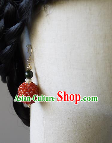 Chinese Ancient Court Agate Beads Ear Accessories Traditional Qing Dynasty Imperial Concubine Earrings Chinese Ancient Court Agate Beads Ear Accessories Traditional Qing Dynasty Imperial Concubine Earrings