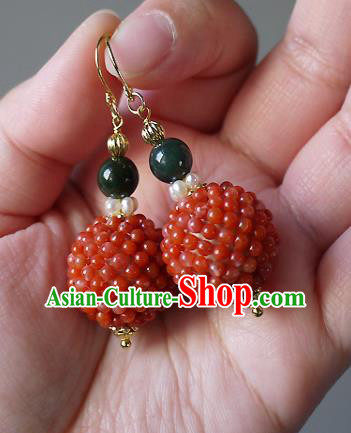Chinese Ancient Court Agate Beads Ear Accessories Traditional Qing Dynasty Imperial Concubine Earrings Chinese Ancient Court Agate Beads Ear Accessories Traditional Qing Dynasty Imperial Concubine Earrings