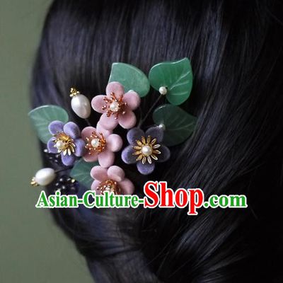 Chinese Ancient Imperial Concubine Plum Blossom Hairpin Hair Accessories Traditional Qing Dynasty Court Woman Pearls Hair Stick