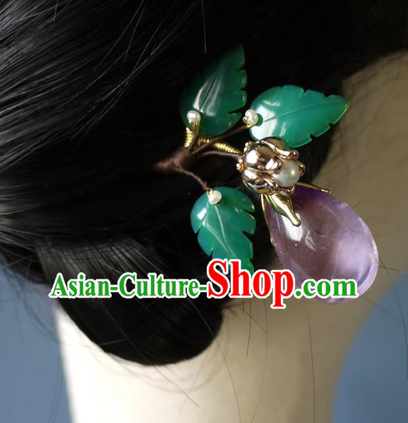 Chinese Ancient Young Woman Hairpin Hair Accessories Traditional Song Dynasty Amethyst Hair Stick Chinese Ancient Young Woman Hairpin Hair Accessories Traditional Song Dynasty Amethyst Hair Stick