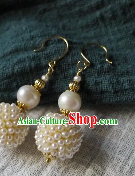 Chinese Ancient Imperial Concubine Ear Accessories Traditional Qing Dynasty Court Pearls Gourd Earrings Chinese Ancient Imperial Concubine Ear Accessories Traditional Qing Dynasty Court Pearls Gourd Earrings
