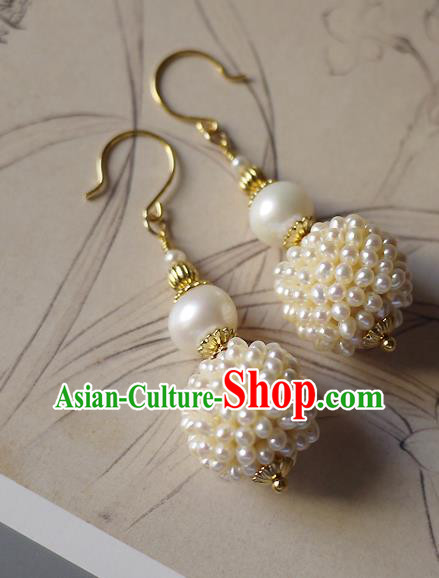 Chinese Ancient Imperial Concubine Ear Accessories Traditional Qing Dynasty Court Pearls Gourd Earrings Chinese Ancient Imperial Concubine Ear Accessories Traditional Qing Dynasty Court Pearls Gourd Earrings