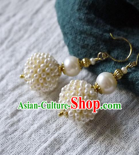 Chinese Ancient Imperial Concubine Ear Accessories Traditional Qing Dynasty Court Pearls Gourd Earrings Chinese Ancient Imperial Concubine Ear Accessories Traditional Qing Dynasty Court Pearls Gourd Earrings