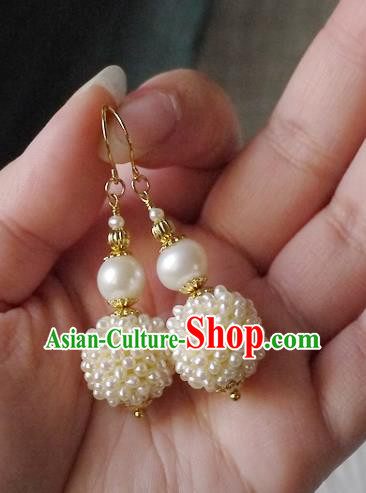 Chinese Ancient Imperial Concubine Ear Accessories Traditional Qing Dynasty Court Pearls Gourd Earrings Chinese Ancient Imperial Concubine Ear Accessories Traditional Qing Dynasty Court Pearls Gourd Earrings