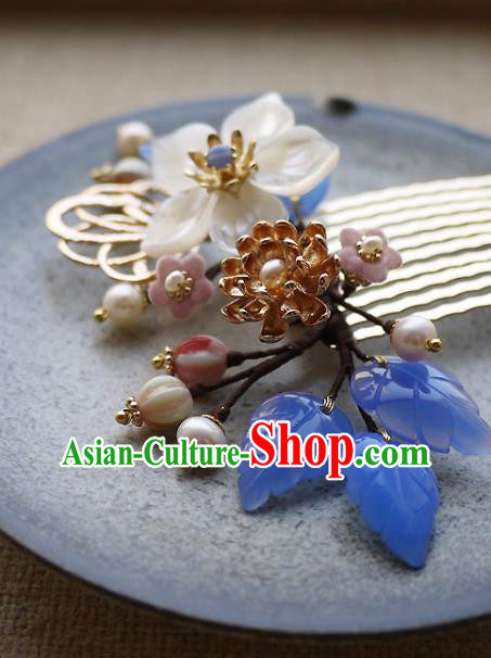 Chinese Ancient Court Woman Hairpin Traditional Song Dynasty Shell Flower Hair Comb Chinese Ancient Court Woman Hairpin Traditional Song Dynasty Shell Flower Hair Comb
