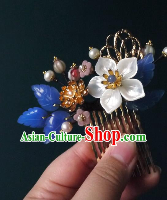 Chinese Ancient Court Woman Hairpin Traditional Song Dynasty Shell Flower Hair Comb Chinese Ancient Court Woman Hairpin Traditional Song Dynasty Shell Flower Hair Comb
