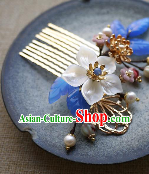 Chinese Ancient Court Woman Hairpin Traditional Song Dynasty Shell Flower Hair Comb Chinese Ancient Court Woman Hairpin Traditional Song Dynasty Shell Flower Hair Comb