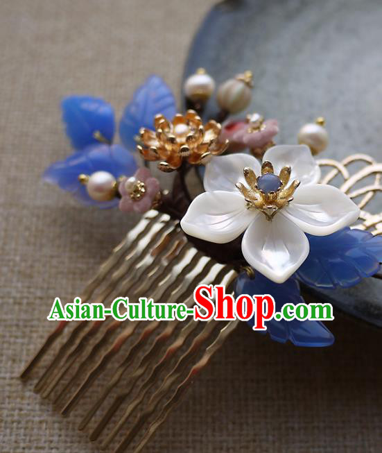 Chinese Ancient Court Woman Hairpin Traditional Song Dynasty Shell Flower Hair Comb Chinese Ancient Court Woman Hairpin Traditional Song Dynasty Shell Flower Hair Comb