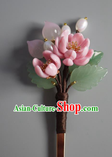 Chinese Ancient Princess Peach Hairpin Traditional Ming Dynasty Pink Chrysanthemum Hair Stick Chinese Ancient Princess Peach Hairpin Traditional Ming Dynasty Pink Chrysanthemum Hair Stick