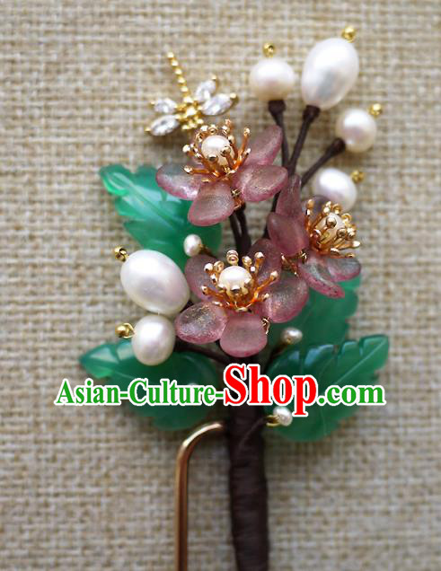Chinese Ancient Court Lady Pearls Hairpin Traditional Ming Dynasty Princess Plum Blossom Hair Stick Chinese Ancient Court Lady Pearls Hairpin Traditional Ming Dynasty Princess Plum Blossom Hair Stick