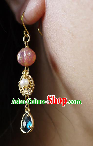 Chinese Ancient Qing Dynasty Court Ear Accessories Traditional Cheongsam Earrings Chinese Ancient Qing Dynasty Court Ear Accessories Traditional Cheongsam Earrings