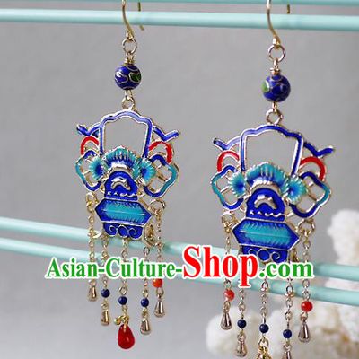Chinese National Wedding Ear Accessories Traditional Cheongsam Cloisonne Earrings